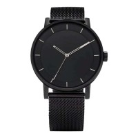 2019 Black dial leather watch minimalist stainless steel back make your own brand logo watches