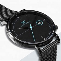 Amazon Top Quality Welly Merck Watches Stainless Steel Case Watch Men Luxury Brand Automatic Watch With Black Mesh Strap