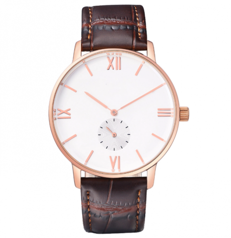 Stainless Steel Case Genuine Leather Strap Vintage Men Watches With Cheap Price